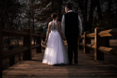 sunset couple bridge elopement yosemite