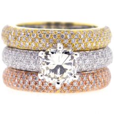 Three Tone Gold Cushion Cut Diamond Womens Engagement Ring